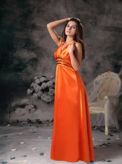 Orange Red Empire Halter Cheap Prom Dress For Junior Inexpensive