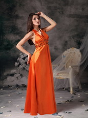 Orange Red Empire Halter Cheap Prom Dress For Junior Inexpensive