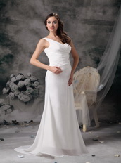 Pretty White Chiffon Prom Dress With One Shoulder Long Skirt Inexpensive