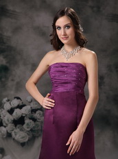 Cheap Strapless Floor-length Purple Prom Dress For Lady Inexpensive