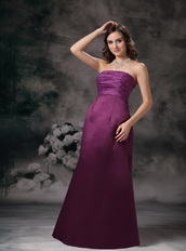 Cheap Strapless Floor-length Purple Prom Dress For Lady Inexpensive