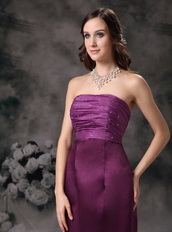 Cheap Strapless Floor-length Purple Prom Dress For Lady Inexpensive
