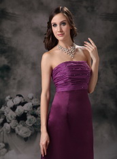 Cheap Strapless Floor-length Purple Prom Dress For Lady Inexpensive