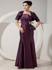 Floor-length Taffeta Prom Dress Jacket with Dark Purple Skirt Inexpensive