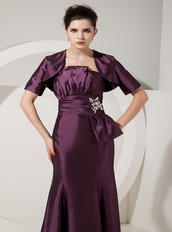 Floor-length Taffeta Prom Dress Jacket with Dark Purple Skirt Inexpensive