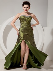 Top Olive Green Side Split Skirt Prom Dress With Jacket Inexpensive