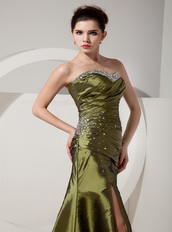 Top Olive Green Side Split Skirt Prom Dress With Jacket Inexpensive