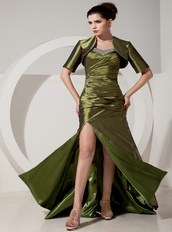 Top Olive Green Side Split Skirt Prom Dress With Jacket Inexpensive