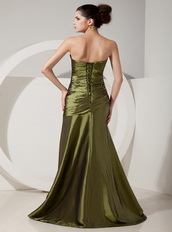 Top Olive Green Side Split Skirt Prom Dress With Jacket Inexpensive