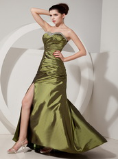 Top Olive Green Side Split Skirt Prom Dress With Jacket Inexpensive