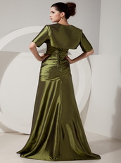 Top Olive Green Side Split Skirt Prom Dress With Jacket Inexpensive