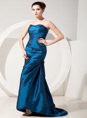 Royal Blue Taffeta Prom Dress With Sweetheart Long Skirt Inexpensive