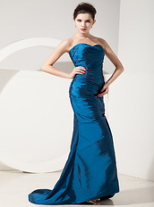 Royal Blue Taffeta Prom Dress With Sweetheart Long Skirt Inexpensive