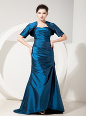 Royal Blue Taffeta Prom Dress With Sweetheart Long Skirt Inexpensive