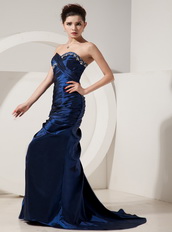 Mermaid Navy Blue Taffeta Dress For Lady Prom Wear 2014 Inexpensive