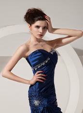 Mermaid Navy Blue Taffeta Dress For Lady Prom Wear 2014 Inexpensive