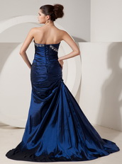 Mermaid Navy Blue Taffeta Dress For Lady Prom Wear 2014 Inexpensive