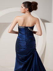 Mermaid Navy Blue Taffeta Dress For Lady Prom Wear 2014 Inexpensive