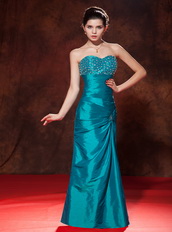 Teal Taffeta Prom Dress With Sweetheart Long Skirt Cheap Inexpensive