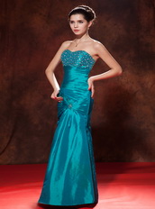 Teal Taffeta Prom Dress With Sweetheart Long Skirt Cheap Inexpensive