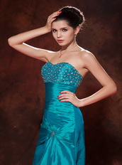 Teal Taffeta Prom Dress With Sweetheart Long Skirt Cheap Inexpensive