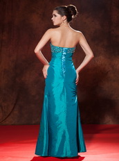 Teal Taffeta Prom Dress With Sweetheart Long Skirt Cheap Inexpensive