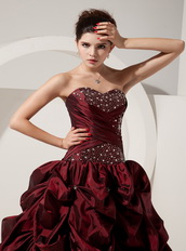 Floor-length Burgundy Taffeta Prom Dress By Top Designer Inexpensive