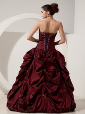 Floor-length Burgundy Taffeta Prom Dress By Top Designer Inexpensive