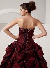 Floor-length Burgundy Taffeta Prom Dress By Top Designer Inexpensive