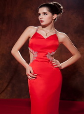 Red Chiffon Criss-Cross Back Straps Dress For Celebrity Wear Inexpensive