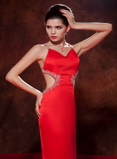 Red Chiffon Criss-Cross Back Straps Dress For Celebrity Wear Inexpensive