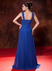 Royal Blue Chiffon Long Skirt Dress For Prom Wear Inexpensive