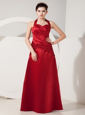Red Special Party Dress With Halter Floor Length Skirt Inexpensive
