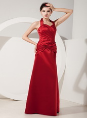 Red Special Party Dress With Halter Floor Length Skirt Inexpensive