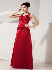 Red Special Party Dress With Halter Floor Length Skirt Inexpensive