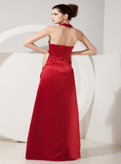 Red Special Party Dress With Halter Floor Length Skirt Inexpensive