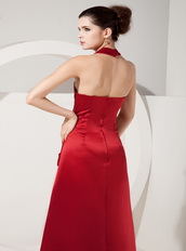 Red Special Party Dress With Halter Floor Length Skirt Inexpensive