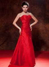 Cheap Red Taffeta Zipper Back Prom Dress Best Seller Inexpensive