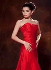 Cheap Red Taffeta Zipper Back Prom Dress Best Seller Inexpensive