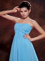 Aqua Blue Chiffon Party Celebrity Dress With Court Train Inexpensive