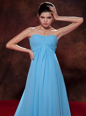 Aqua Blue Chiffon Party Celebrity Dress With Court Train Inexpensive