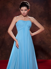 Aqua Blue Chiffon Party Celebrity Dress With Court Train Inexpensive