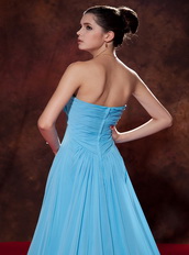 Aqua Blue Chiffon Party Celebrity Dress With Court Train Inexpensive