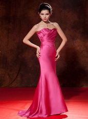 Mermaid Strapless 2014 Hot Pink Dress For Party Wear Inexpensive