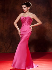 Mermaid Strapless 2014 Hot Pink Dress For Party Wear Inexpensive