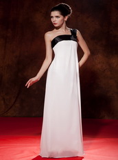 Black and White One Shoulder Chiffon Prom Gowns For Lady Inexpensive