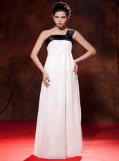 Black and White One Shoulder Chiffon Prom Gowns For Lady Inexpensive