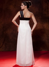 Black and White One Shoulder Chiffon Prom Gowns For Lady Inexpensive