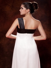 Black and White One Shoulder Chiffon Prom Gowns For Lady Inexpensive