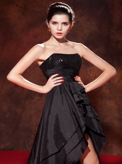 Black Princess Strapless High-low Taffeta Squins Formal Dress Inexpensive